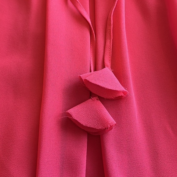 Vince Camuto Womens Orange Tie Lined Blouson Sleeve Dress gathered neck size 6 - Picture 9 of 16